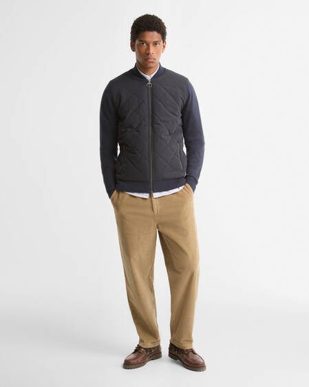 Quilted Front Zip-Up Jacket Navy