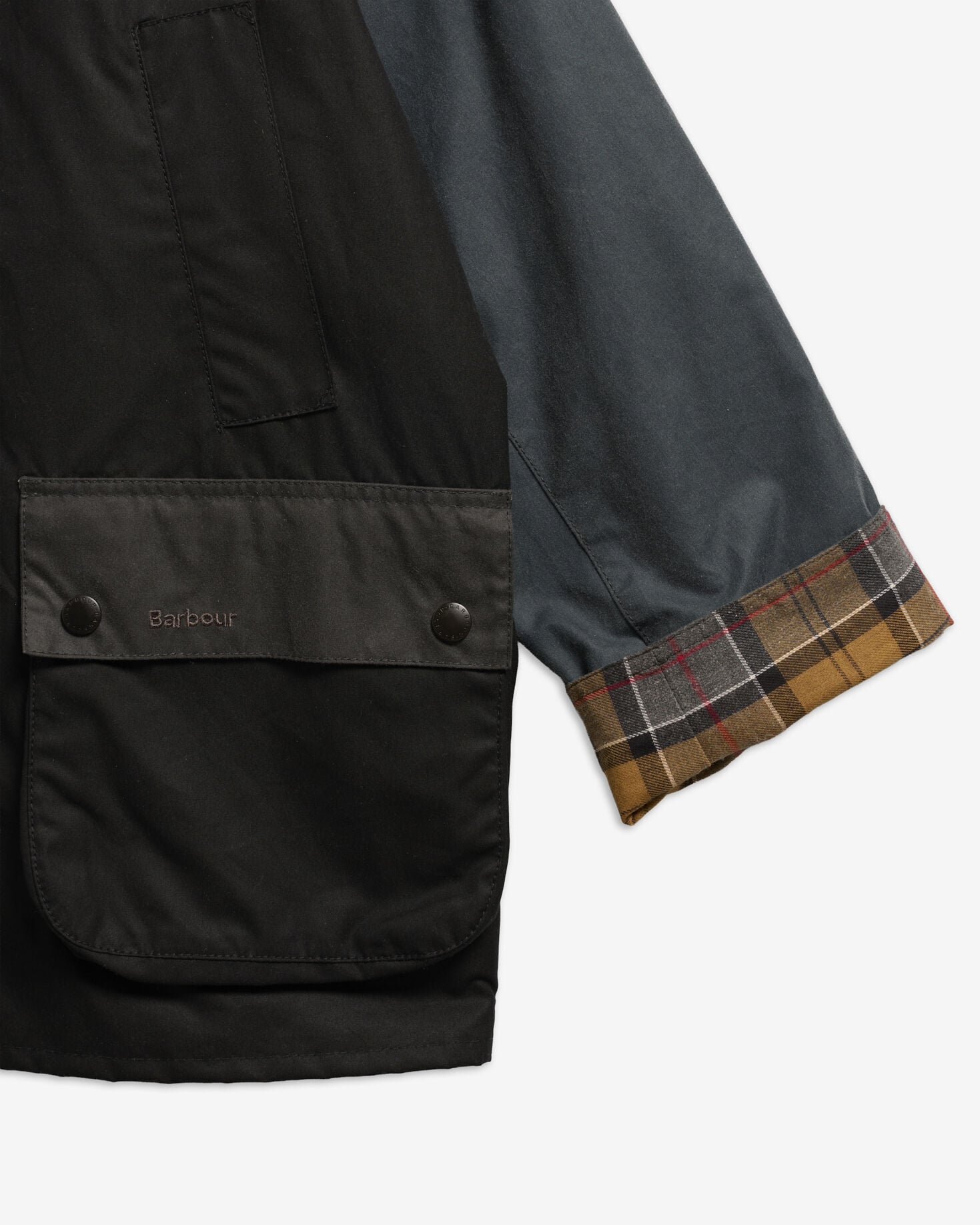 Patchwork Oversized Bedale Waxed Jacket Black Multi