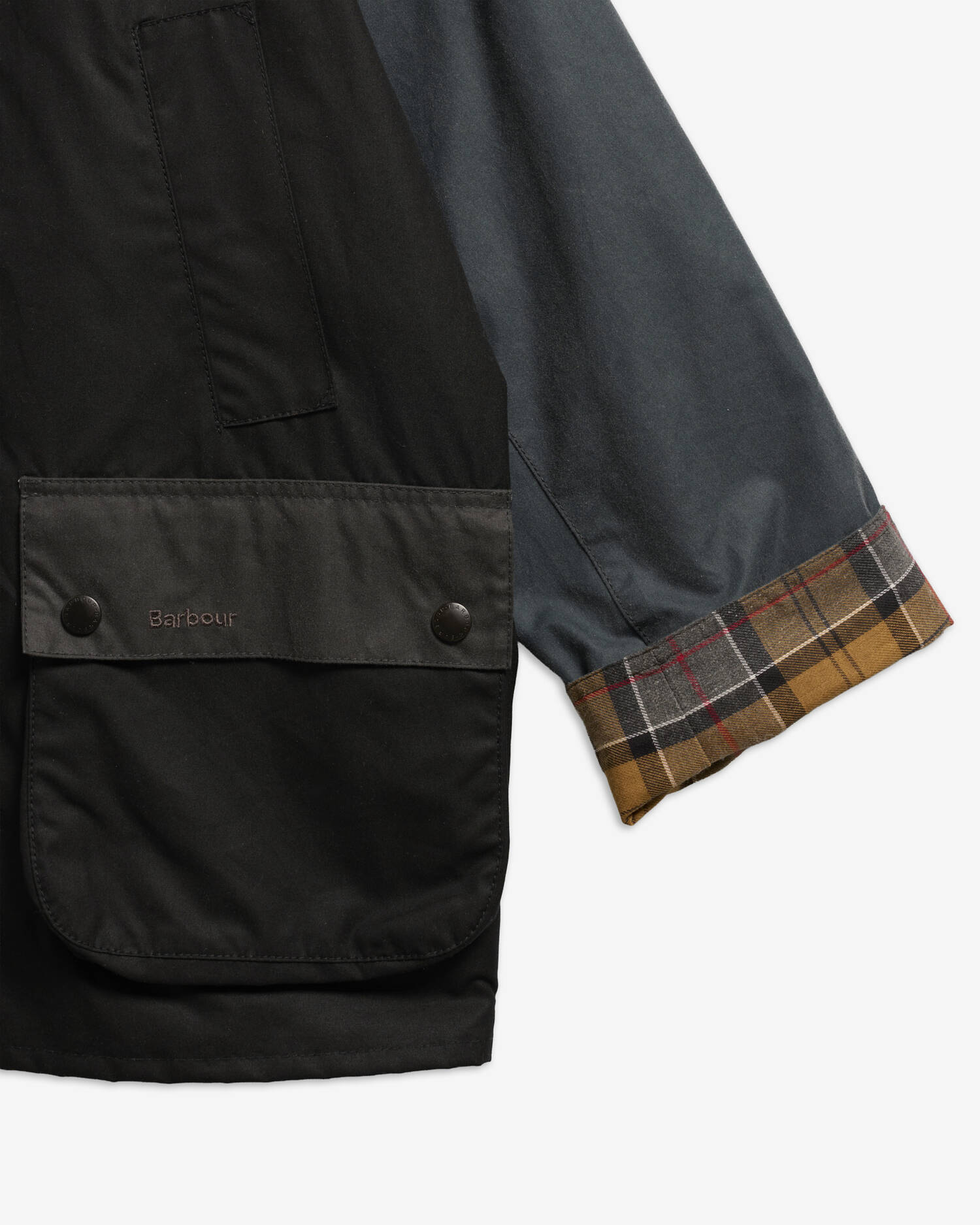 Patchwork Oversized Bedale Waxed Jacket Black Multi image number 6