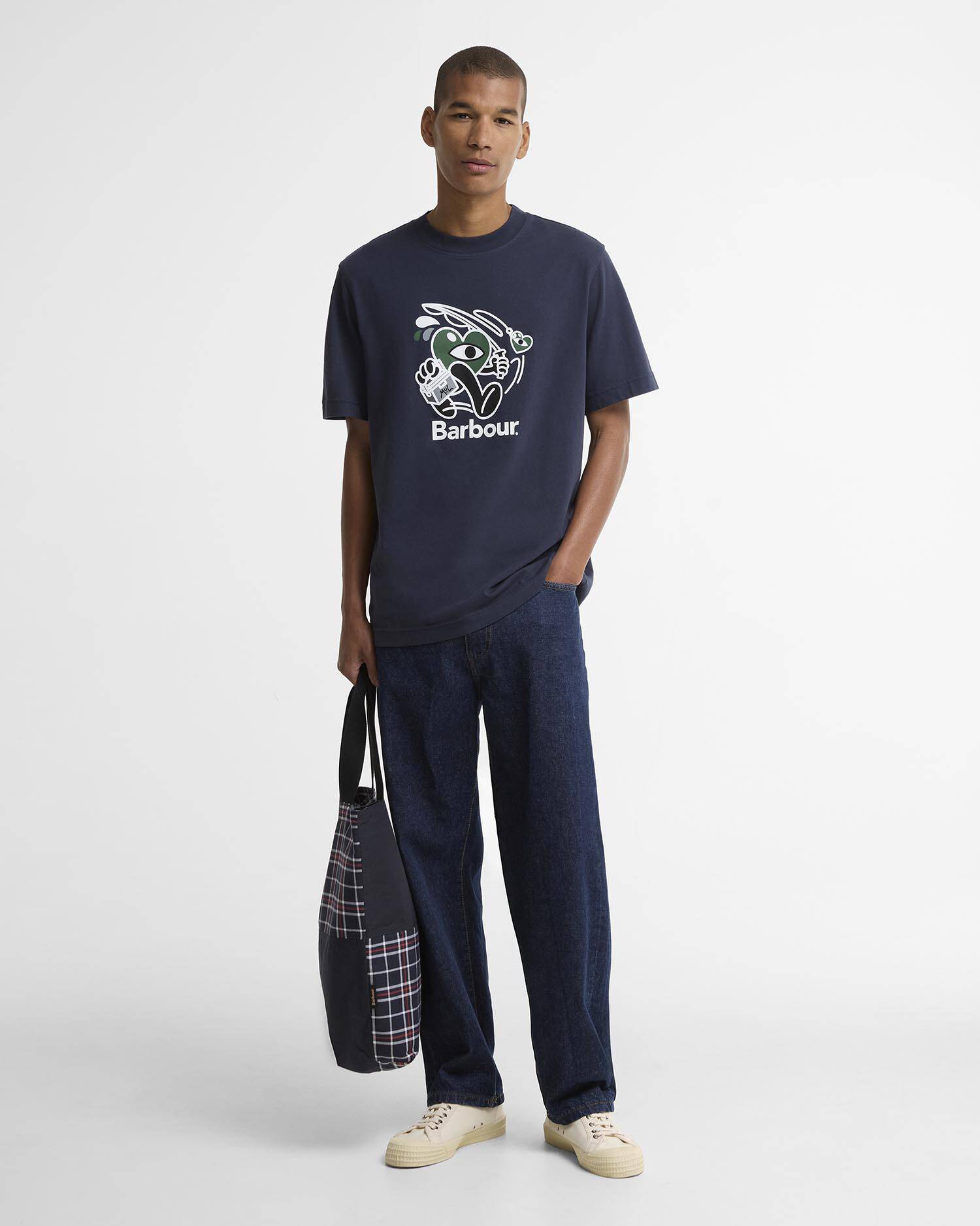 T-shirt Gone Fishing con vestibilit&agrave; comoda Barbour x Mul Navy image number 1