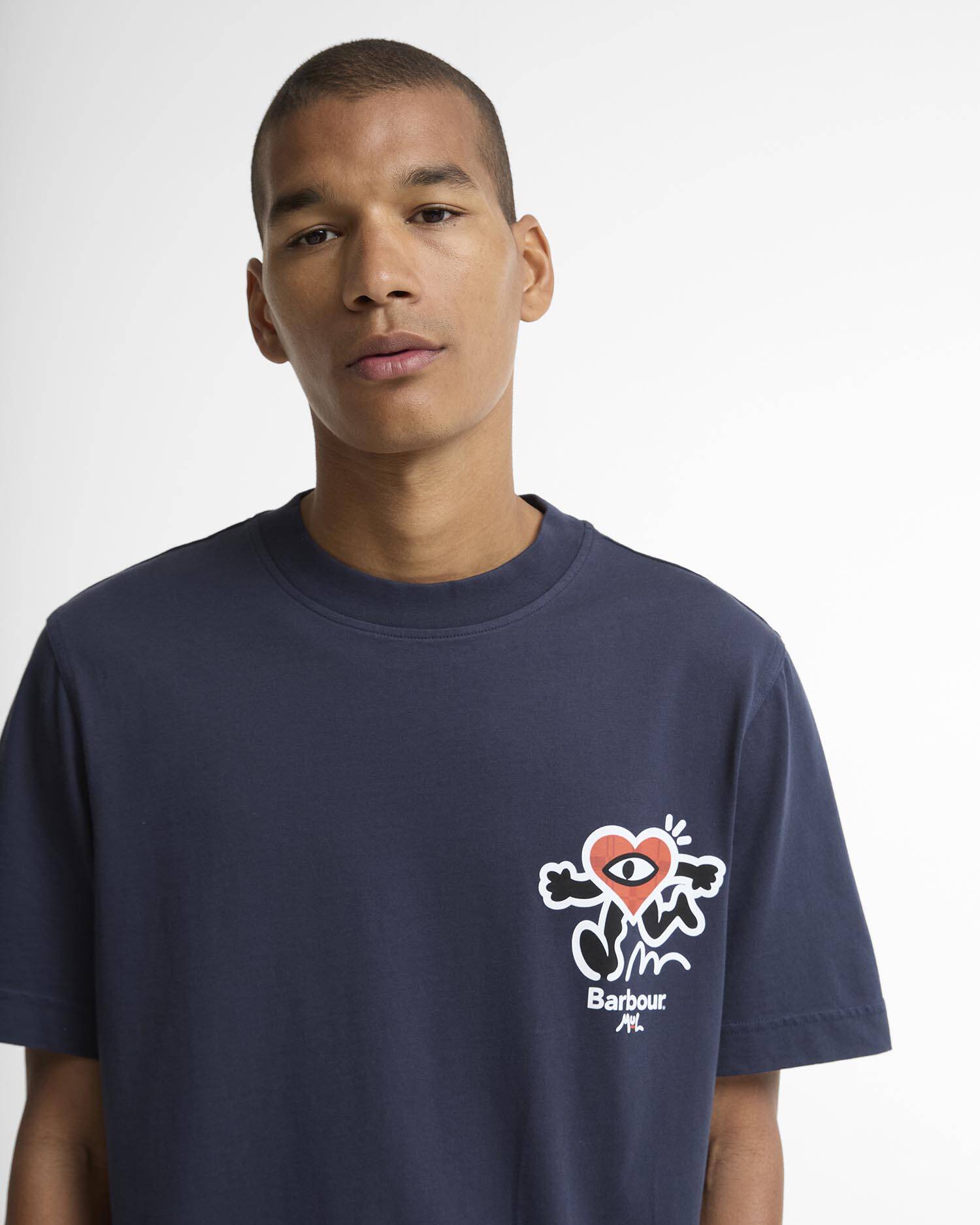Barbour x Mul Camping Trip Relaxed T-Shirt Navy image number 3