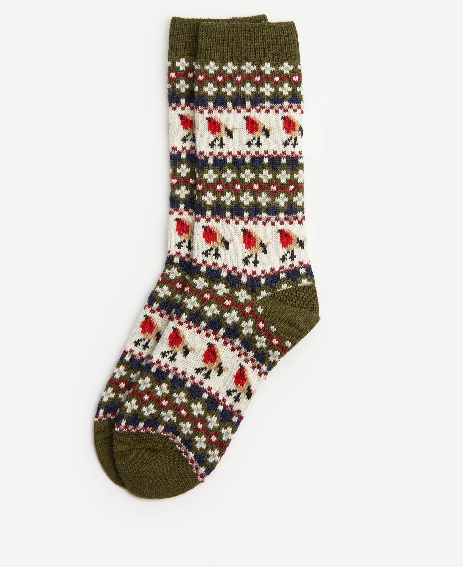 Robin Fair Isle Socks Olive image number 0