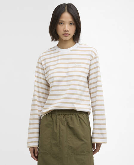 Top con motivo a righe Maureen Pale Khaki Stripe