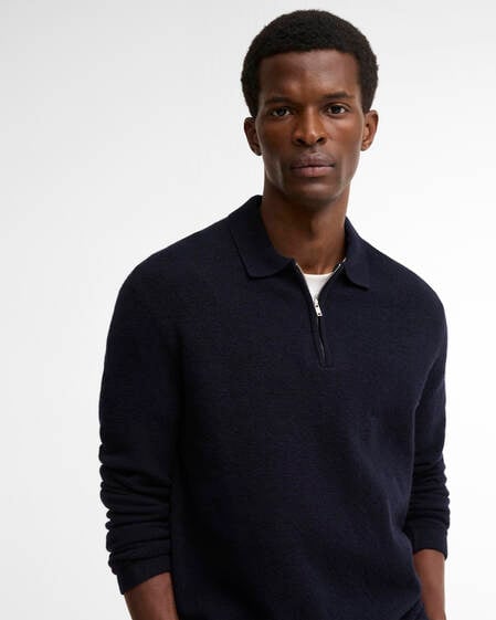 Bearsted Knitted Polo Shirt Dark Navy