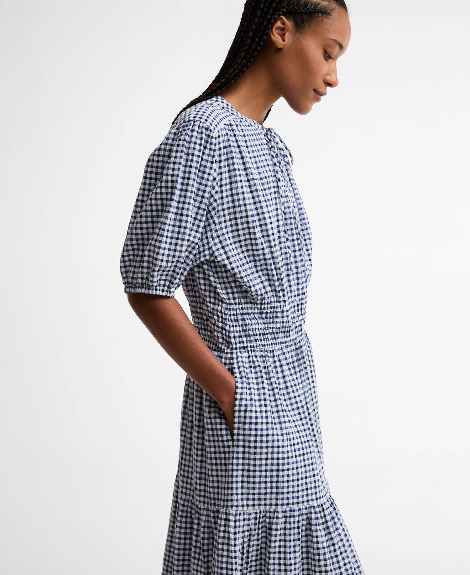 Ashwell Gingham Tiered Midi Dress Multi Gingham image number 4
