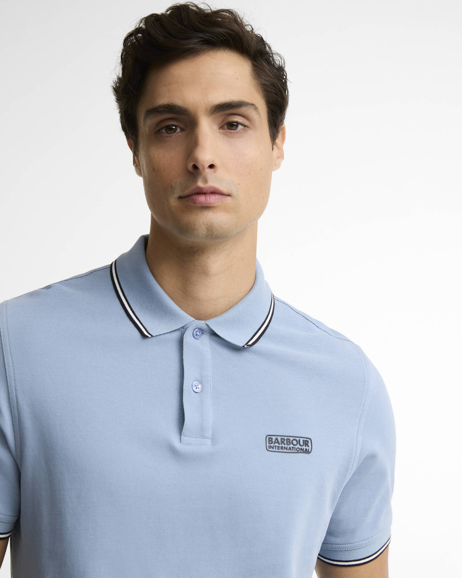 Evan Short-Sleeved Polo Shirt Powder Blue image number 3