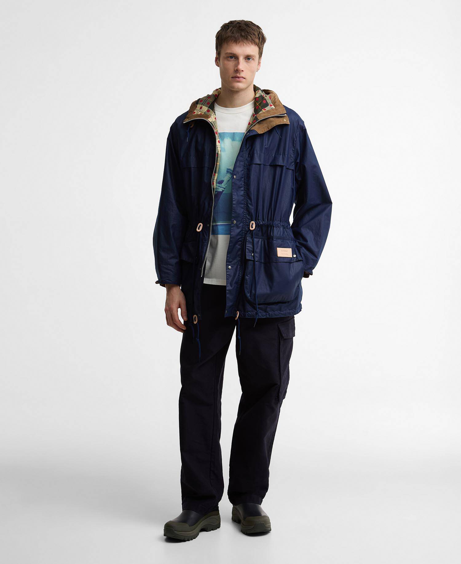 Paul Smith Loves Barbour Durham Waxed Jacket Regal Blue image number 1