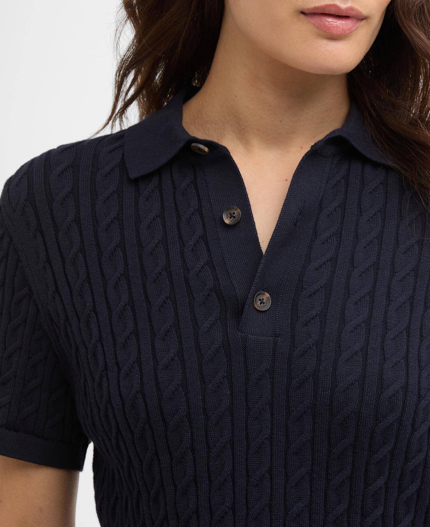 Hartland Knitted Polo Shirt Navy image number 3