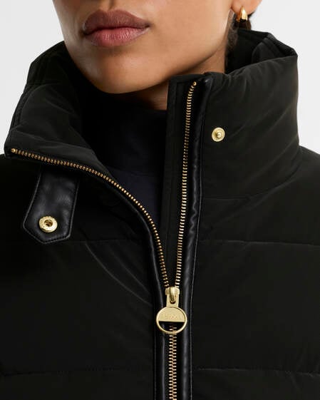 Halina Faux-Velvet Puffer Jacket Black