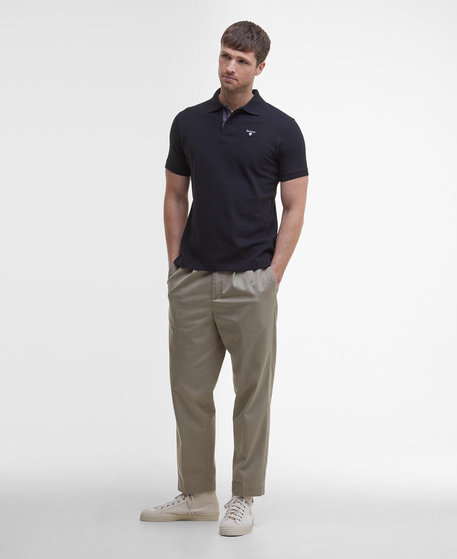 Tartan Pique Polo Shirt Black-Modern