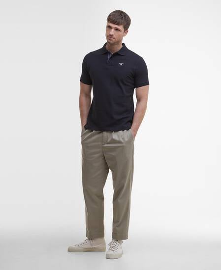 Tartan Pique Polo Shirt Black-Modern