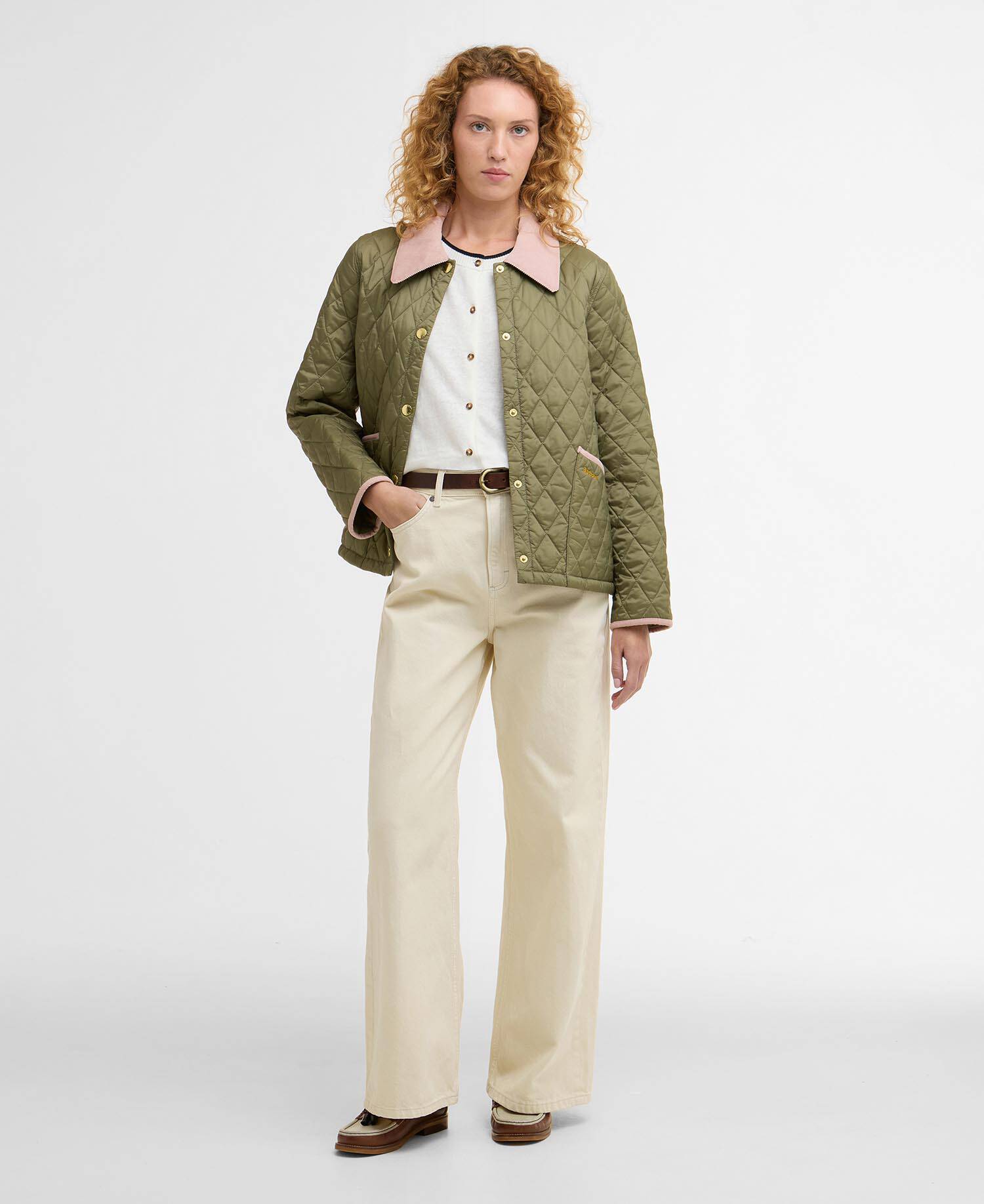 Icons Cropped Liddesdale Quilted Jacket Bleached Olive/Ancient/Gardenia image number 1