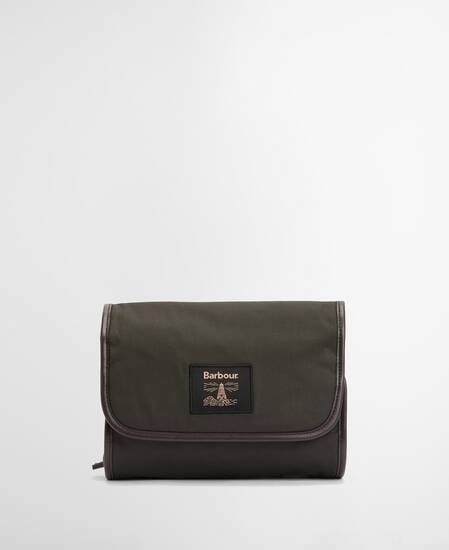 Waxed Hanging Washbag Olive/Beacon