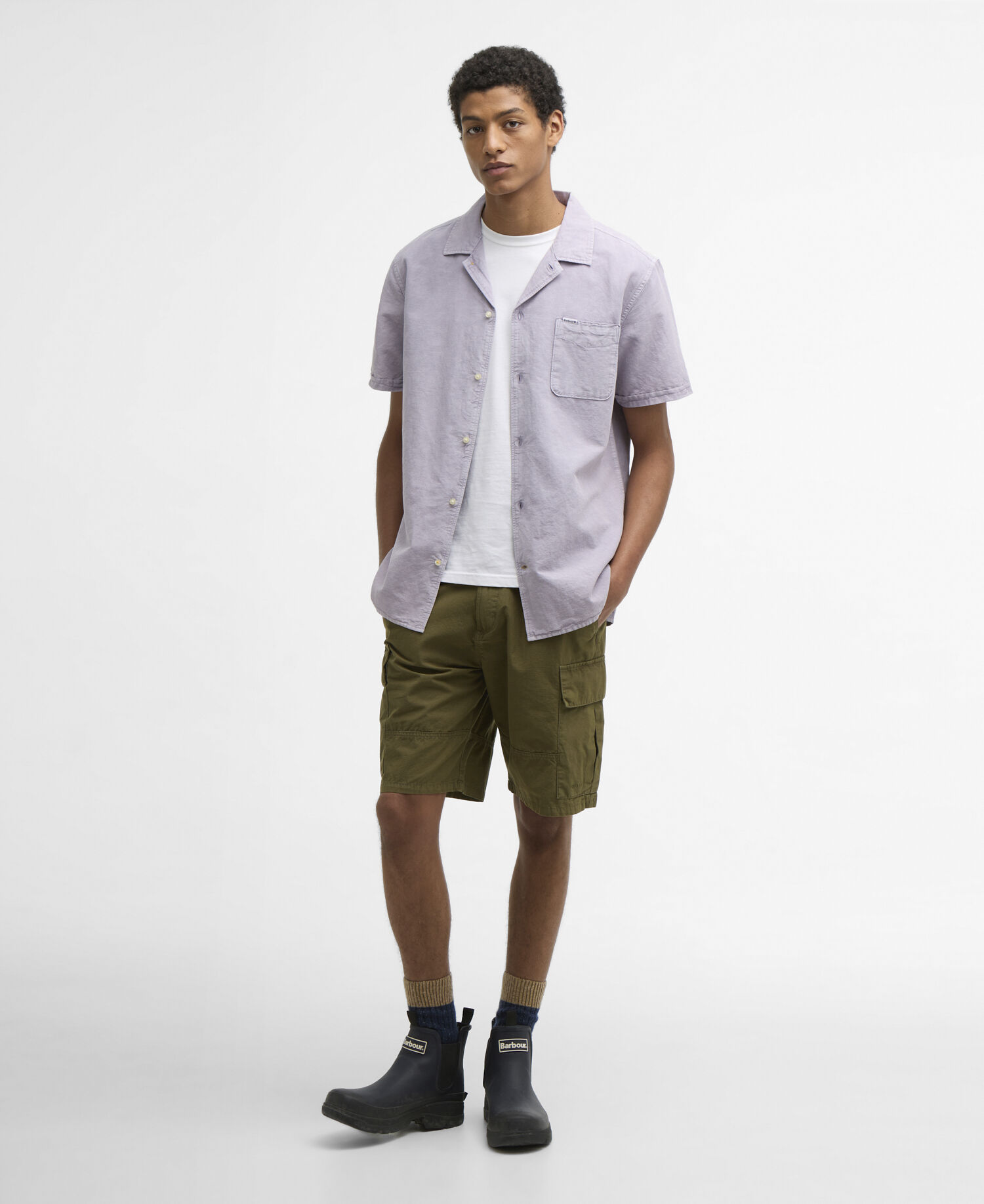 Kurzarmhemd Landkey Overdyed Regular Heather Mist