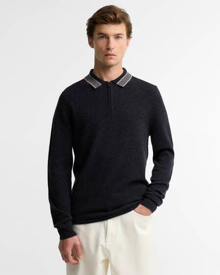 Newport Long-Sleeved Knitted Polo Shirt Black