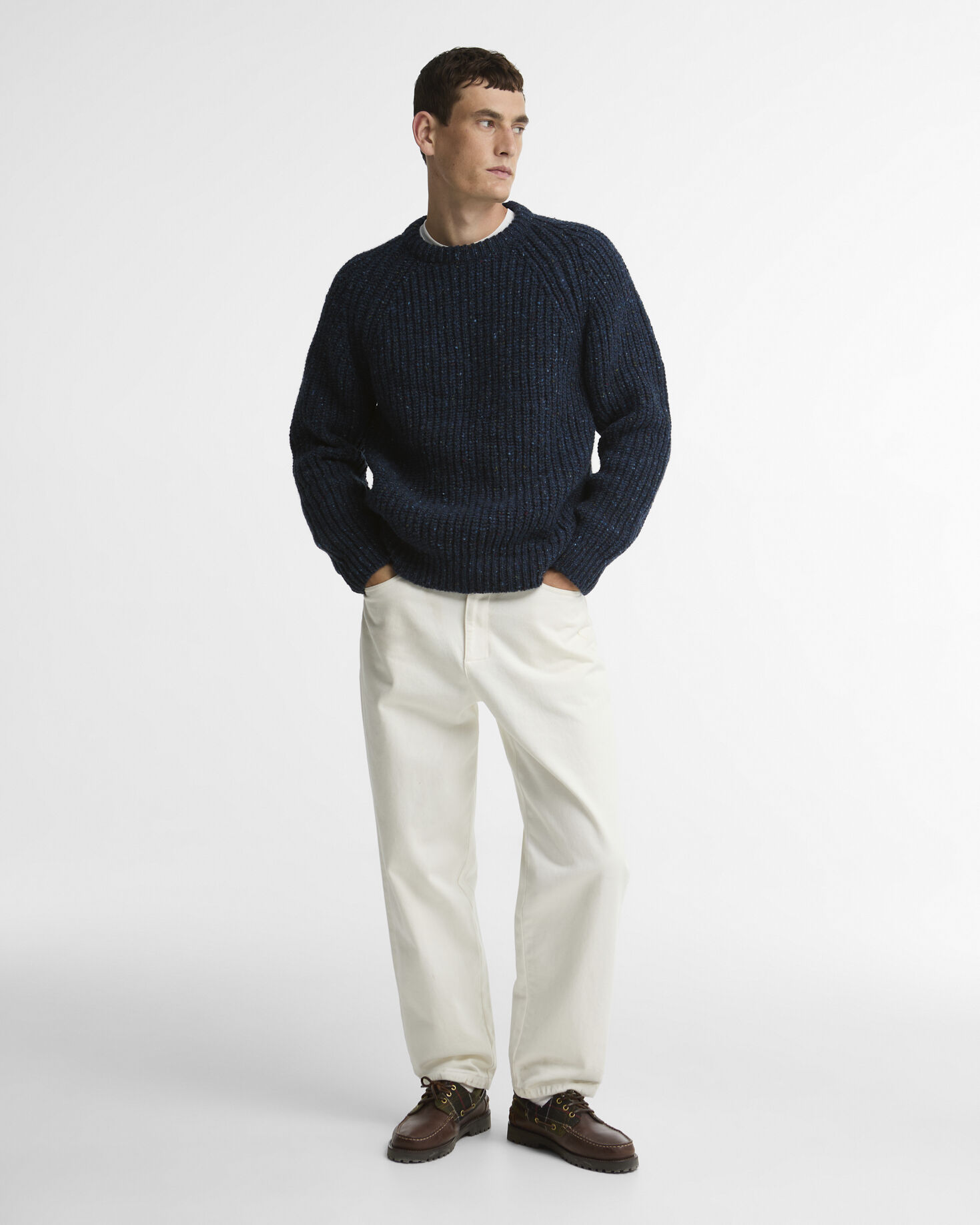 Barbour Wollpullover Scottish Made Donegal Rundhalsausschnitt Navy
