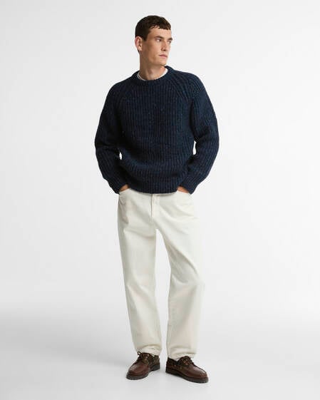 Barbour Wollpullover Scottish Made Donegal Rundhalsausschnitt Navy