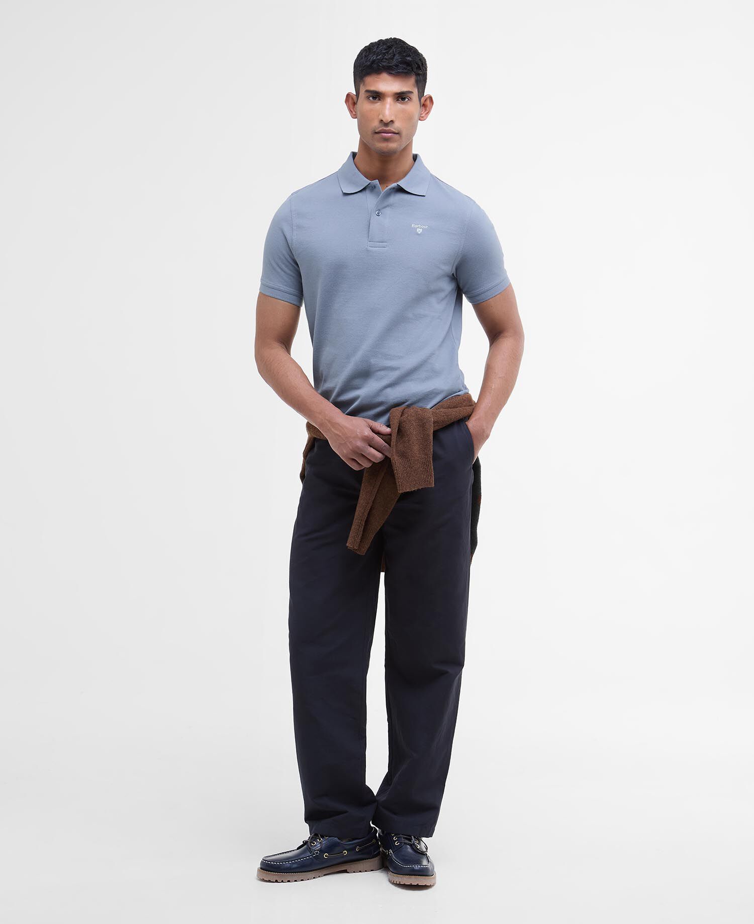 Sports Short-Sleeved Polo Shirt Washed Blue