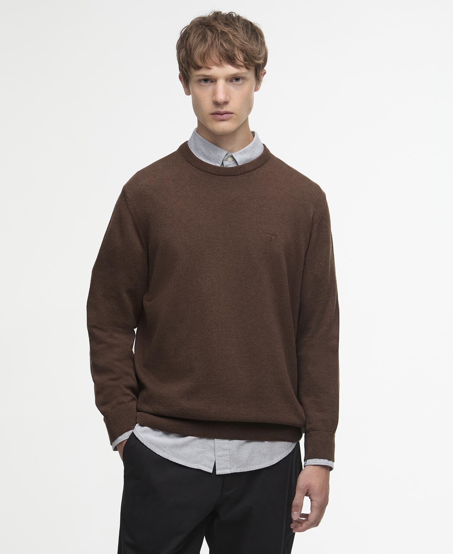Maglione girocollo in cotone Pima Umber