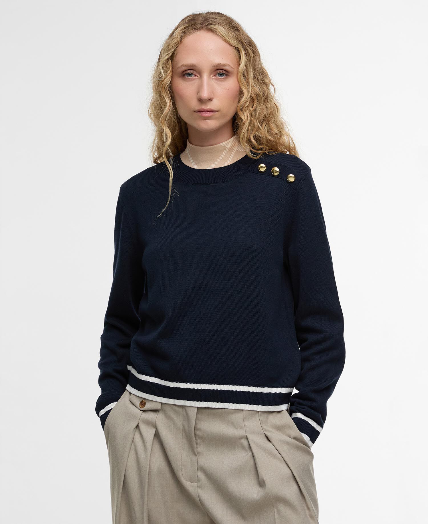 Maglione girocollo lavorato Avery Navy