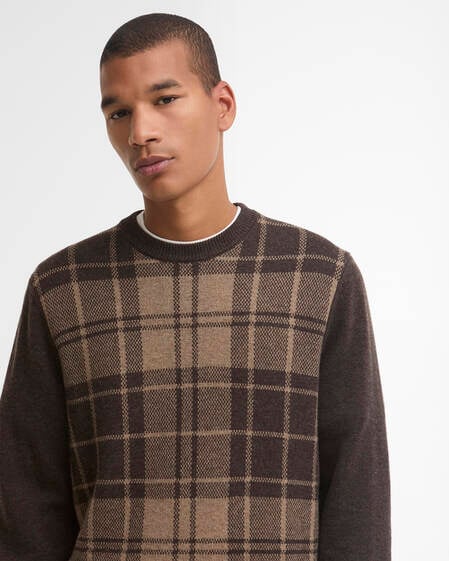 Barbour Pullover Mineral Tartan Rundhalsausschnitt Peat