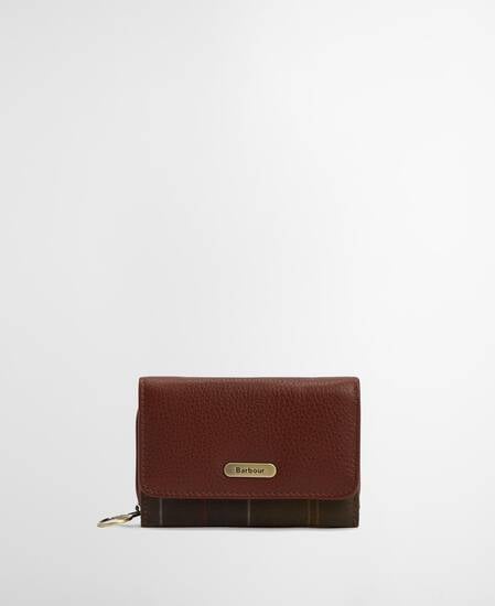 Portafoglio con patta in pelle Rosa Brown/Classic Tartan