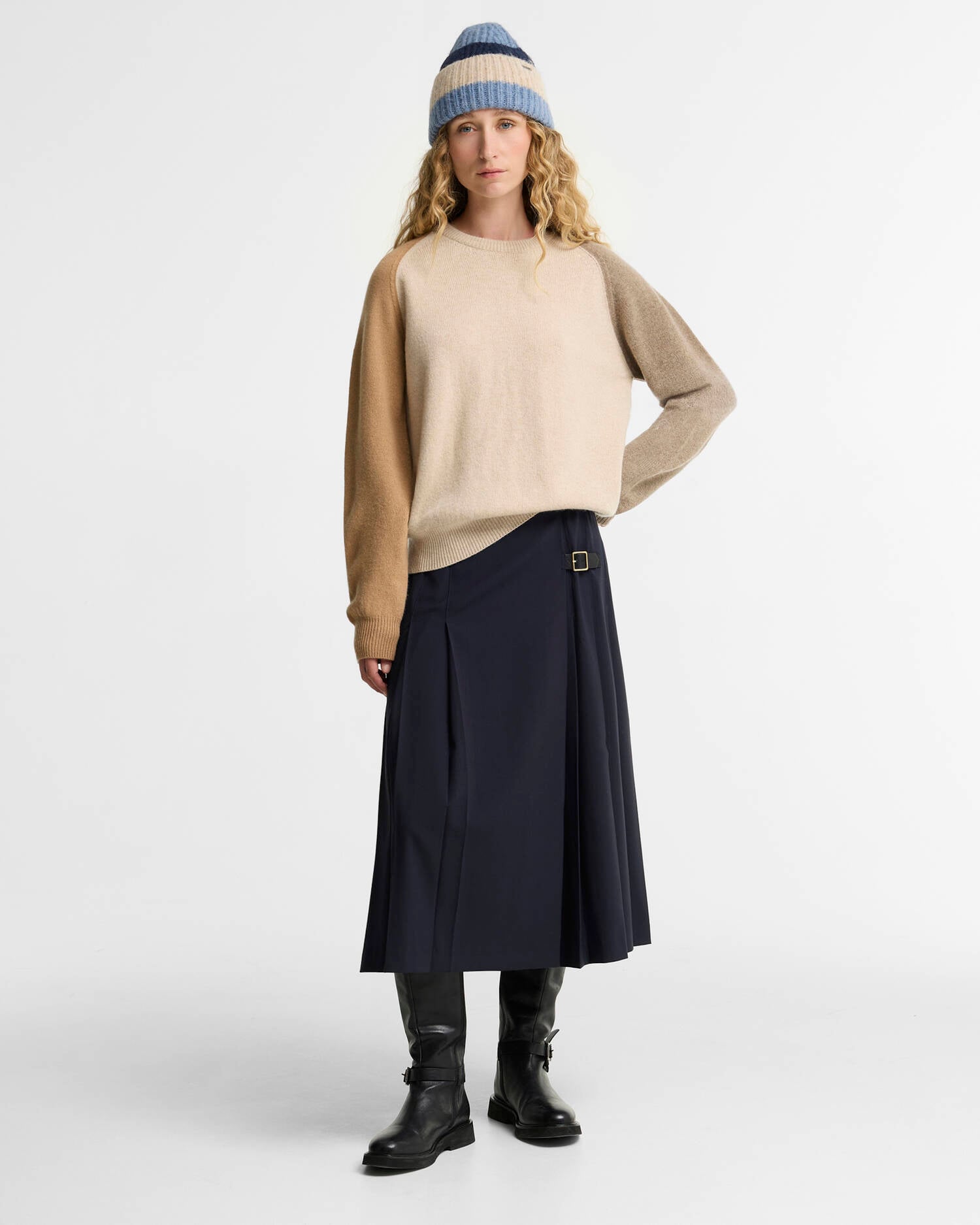 Scottish Made Bramley Wool Crew Neck Jumper Neutral Multi image number 1