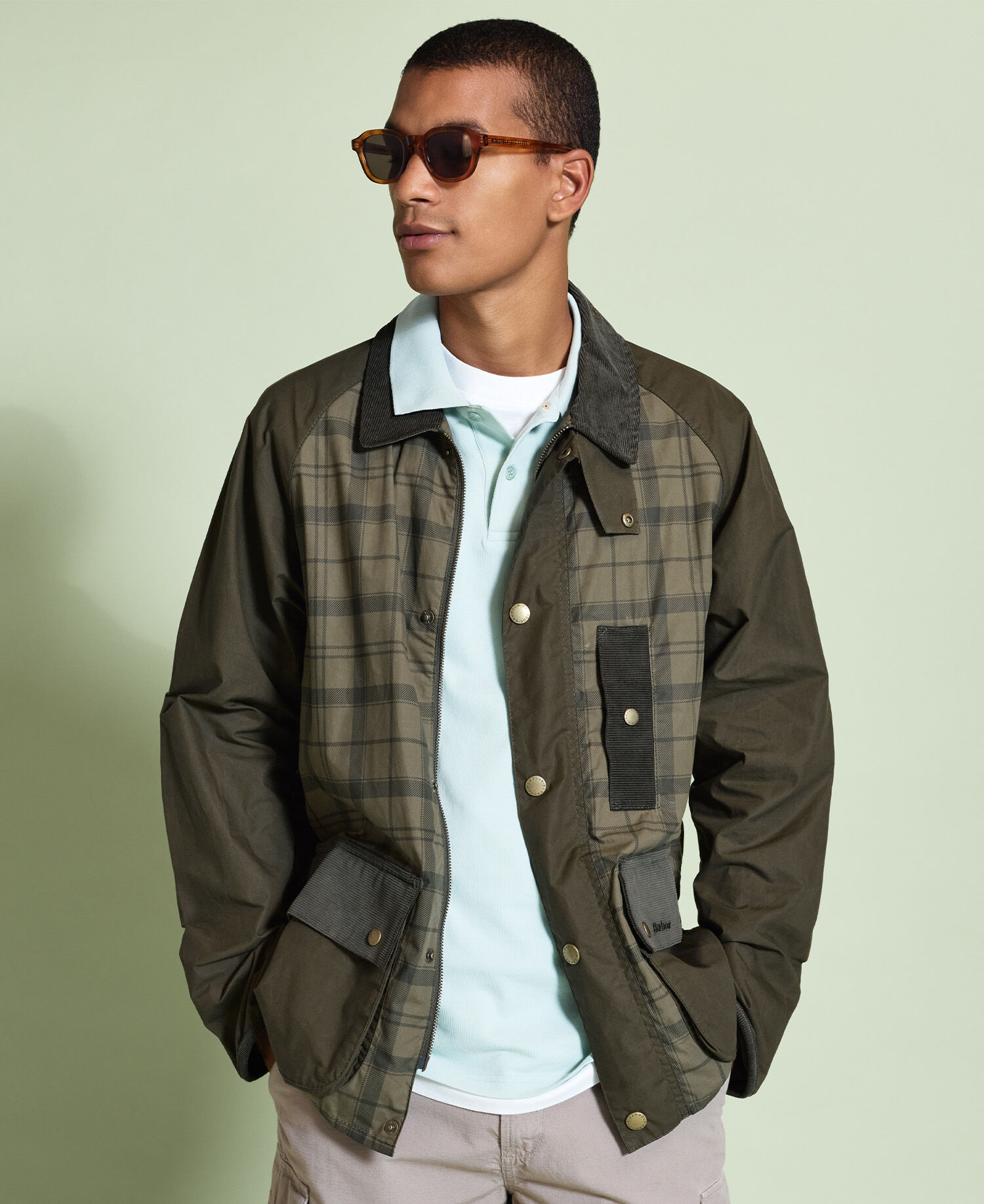 Giacca casual Bedale Modified Festival Dusky Green Tartan