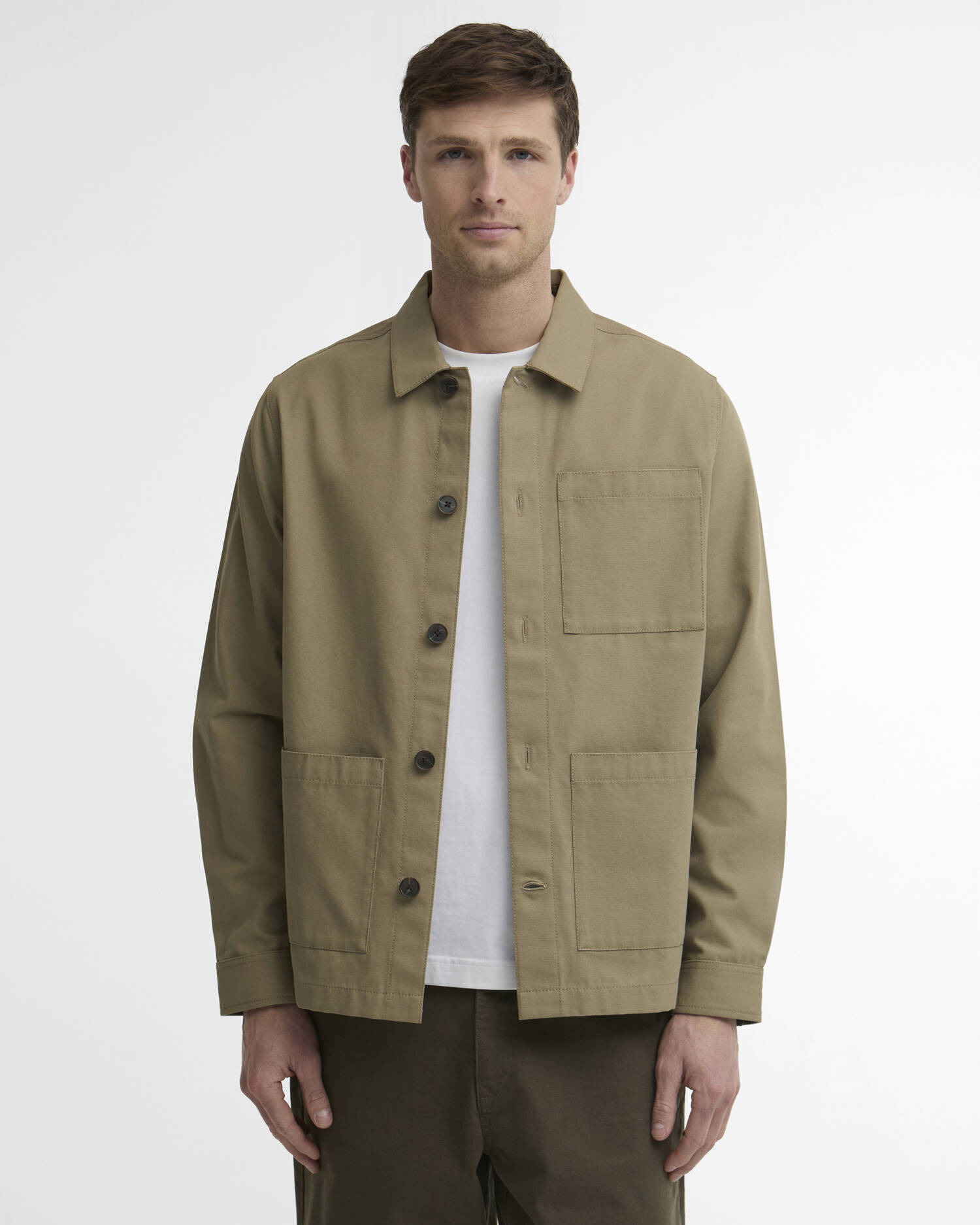 Overshirt Washed con finiture in tartan Sage image number 0