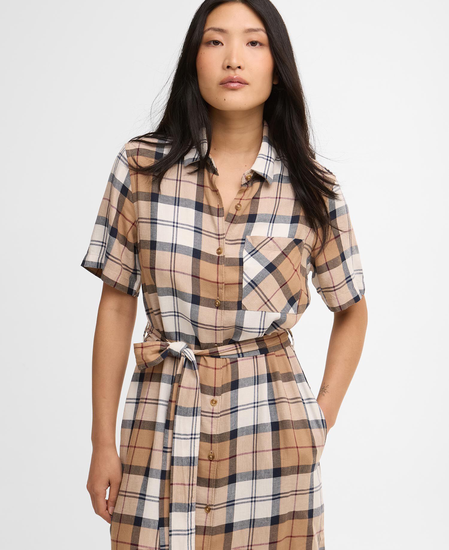 Abito midi in tartan Fern Hessian Tartan