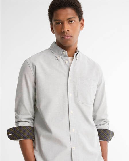 Oxford Striped Authentic-Fit Long-Sleeved Shirt Forest