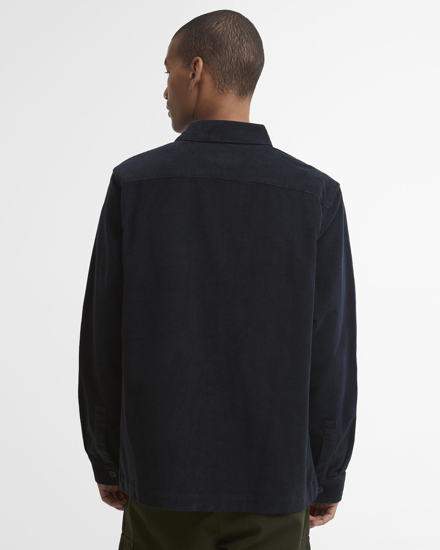 Tartan Trimmed Cord Overshirt Navy