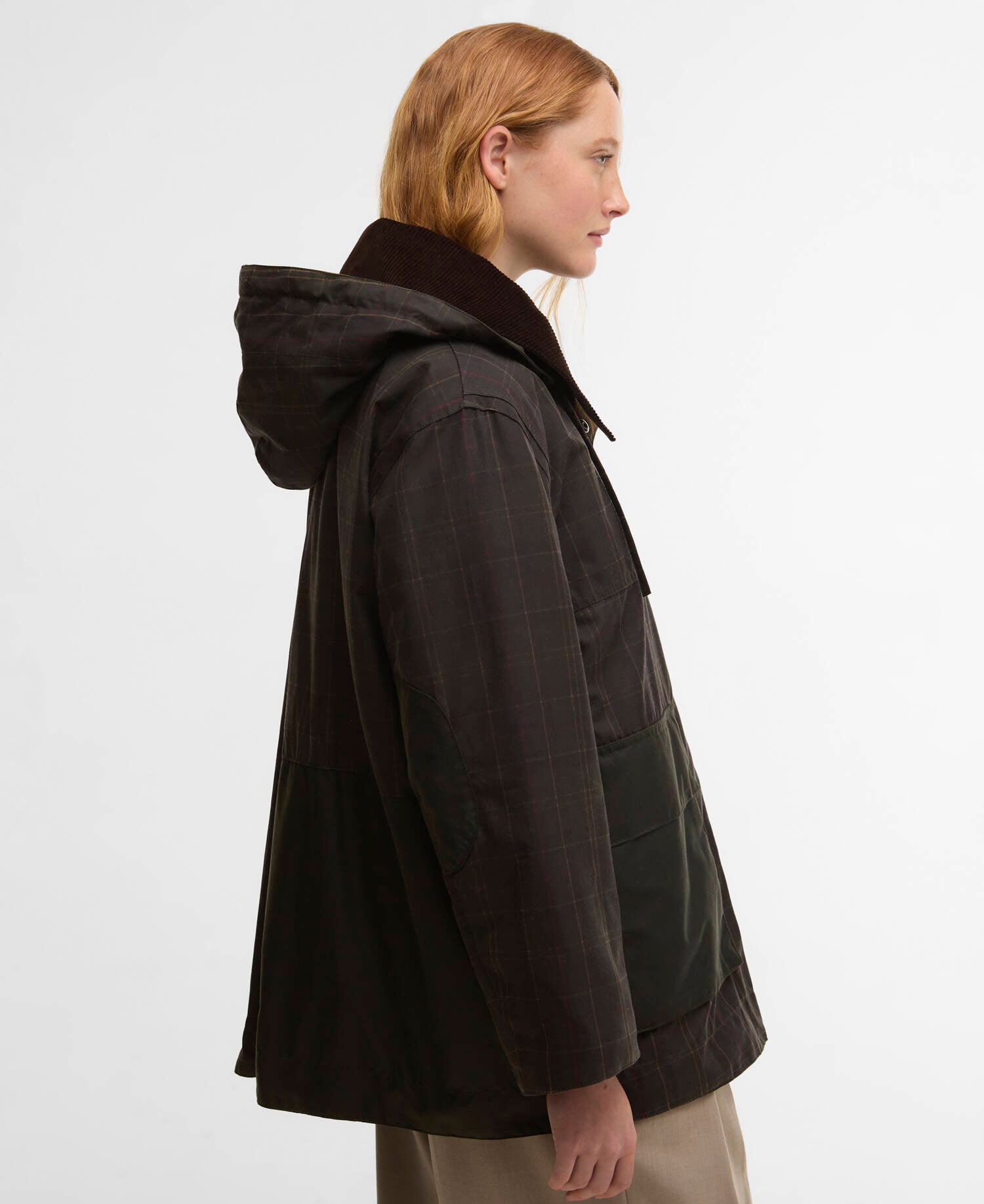 Barbour x GANNI Tartan Waxed Duffle Coat Classic Tartan/Fern image number 4