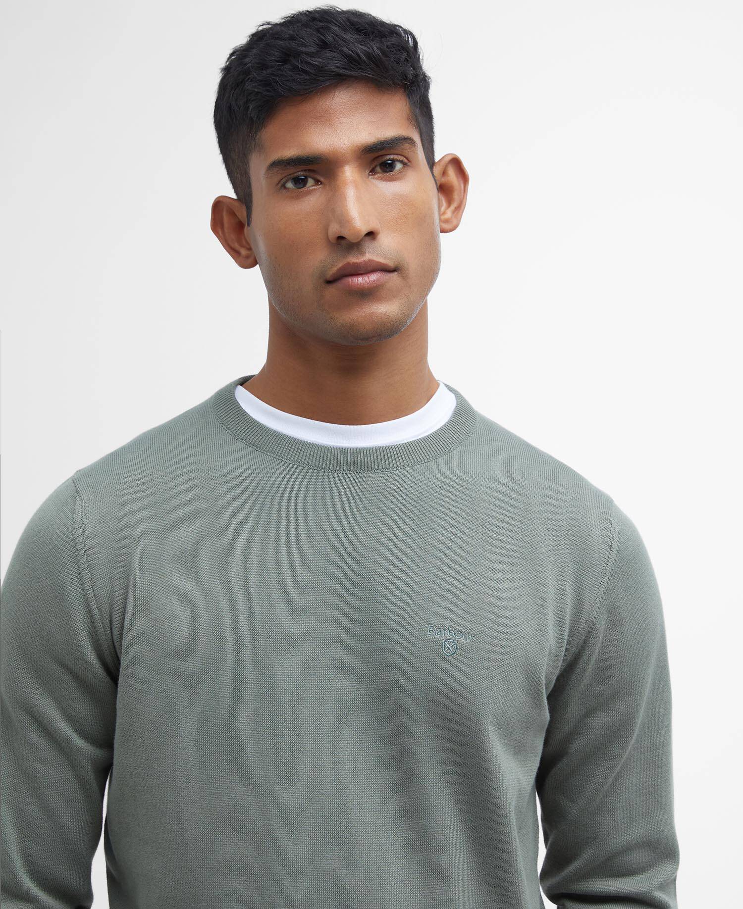 Pima Cotton Crew Neck Jumper Agave Green image number 3