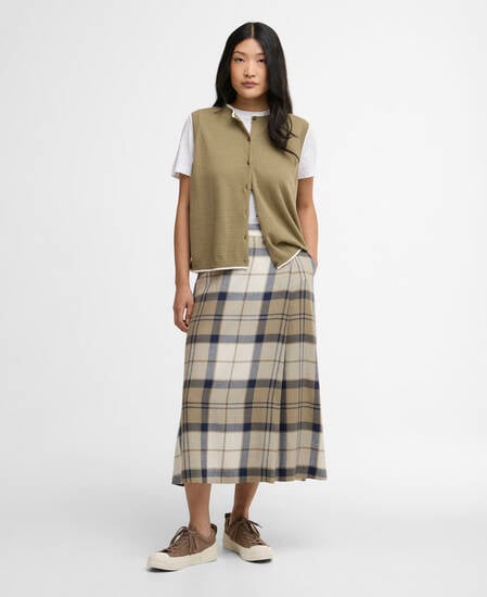 Ballina Midi Skirt Dress Navy Tartan