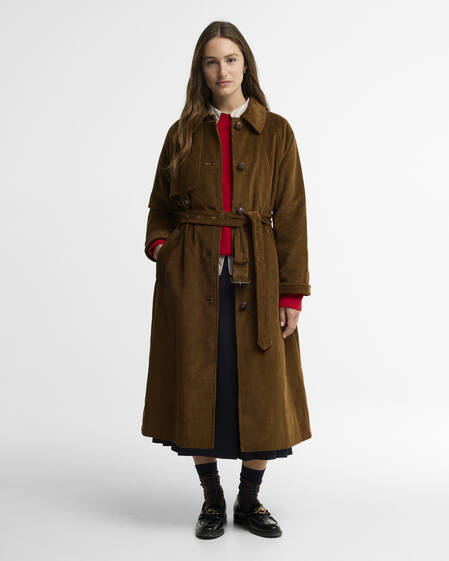 Barbour Trenchcoat Antonella Cord Tan/Birchwood Dress