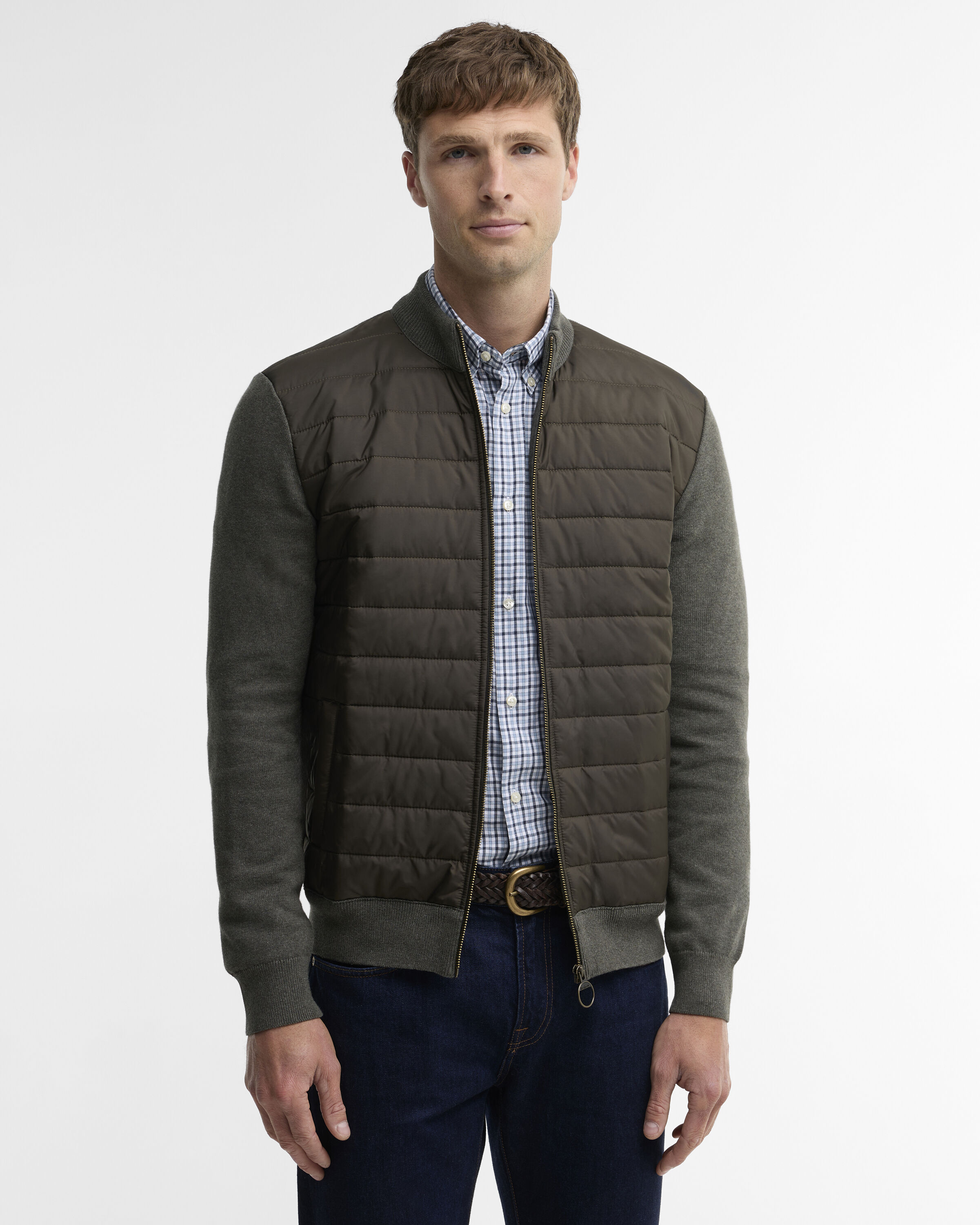 Essential Carn Quilted Jumper Olive