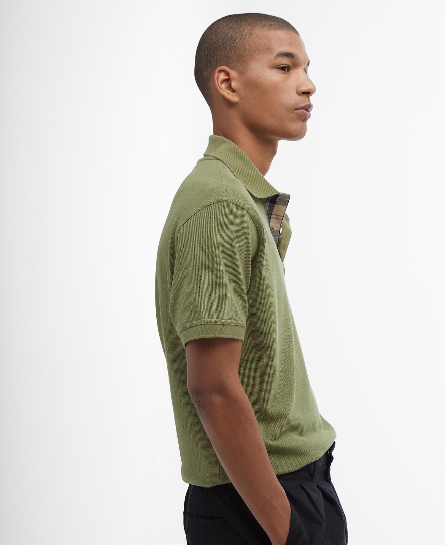 Tartan Pique Polo Shirt Burnt Olive