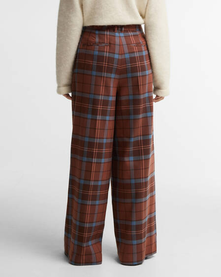 Barbour FARM Rio Allamanda Tartan Wide-Leg Trousers Tropical Tea