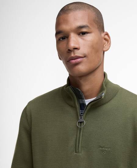 Pullover Cotton Half Zip Winter Moss
