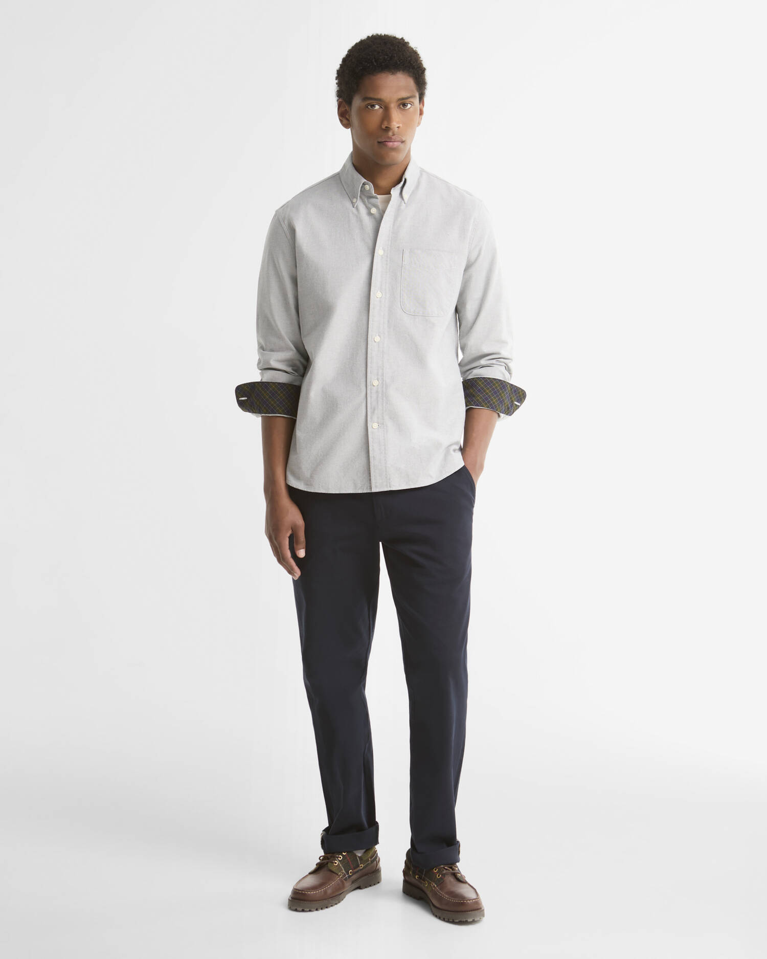 Oxford Striped Authentic-Fit Long-Sleeved Shirt Forest image number 1