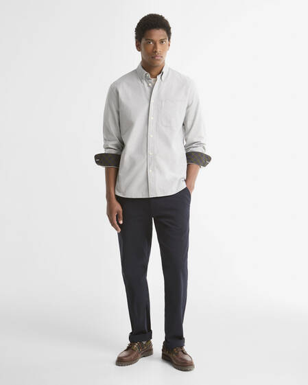 Oxford Striped Authentic-Fit Long-Sleeved Shirt Forest