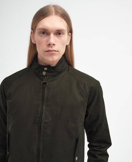 Barbour x Baracuta Porton Waxed Harrington Jacket Olive