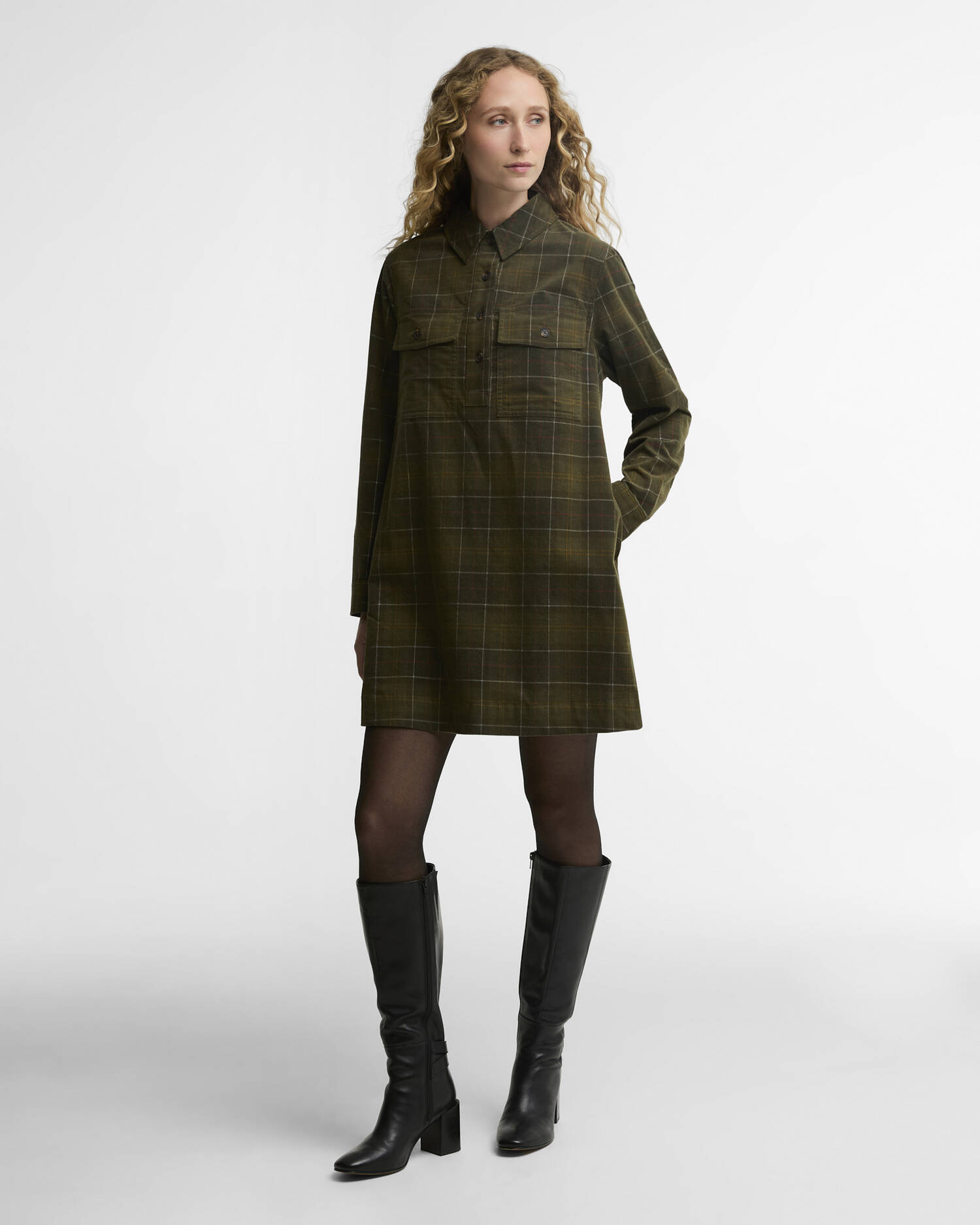 Shae Tartan Mini Dress Sage/Classic Tartan image number 0