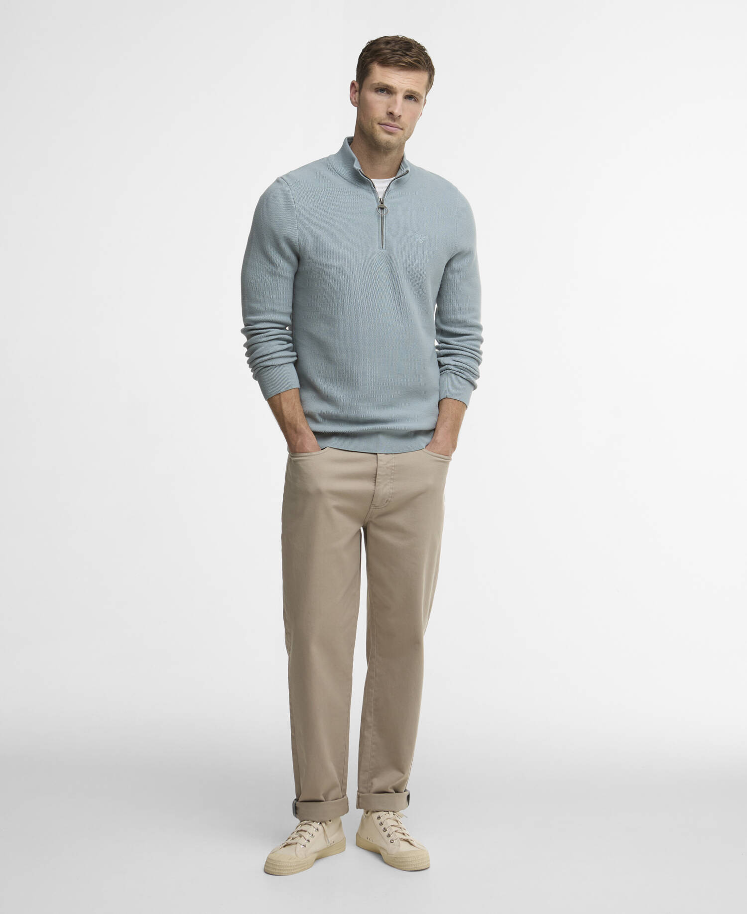 Essential Honeycomb Quarter-Zip Jumper Slate image number 1