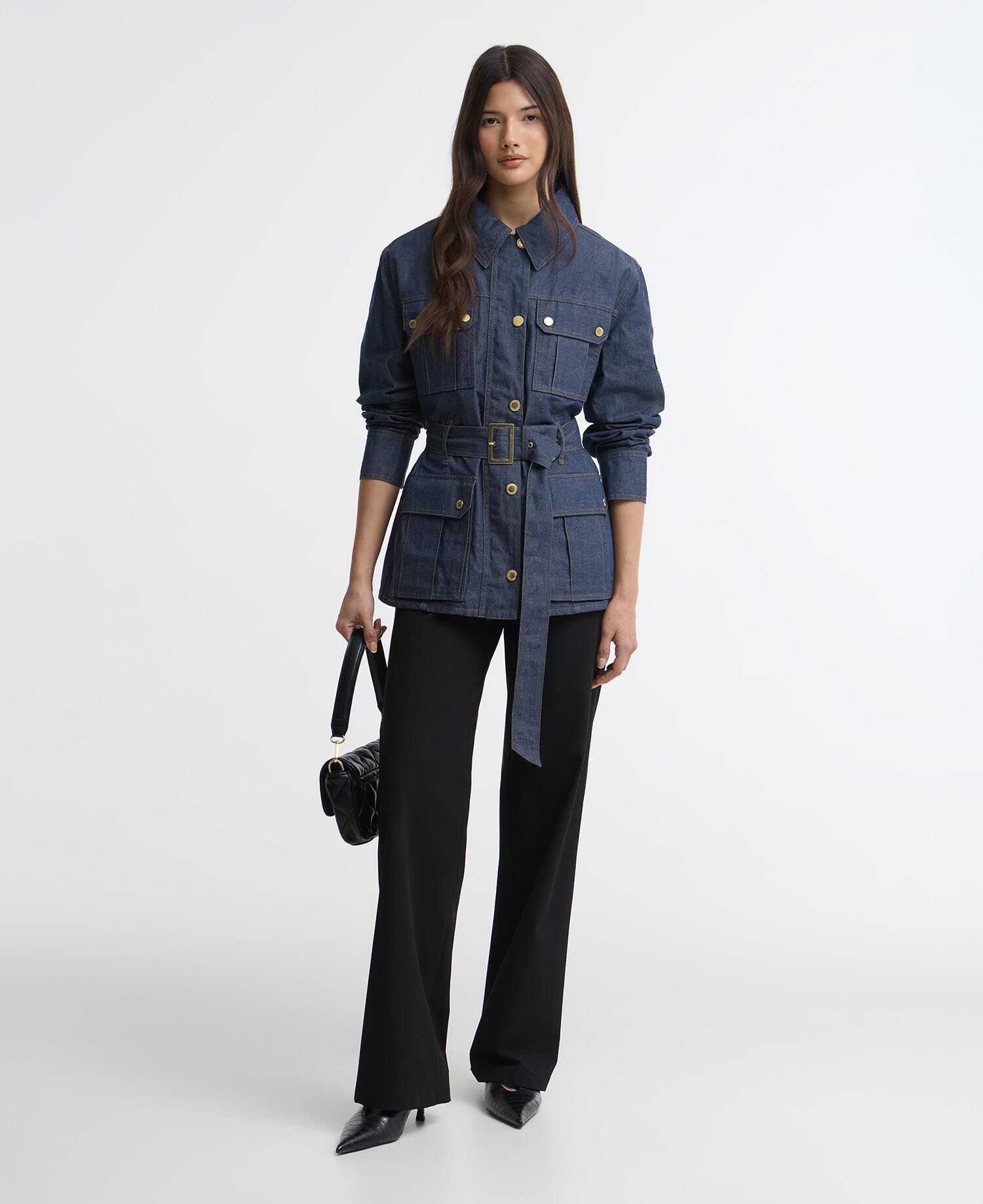 Jacke International Belted Denim Dark Blue Wash