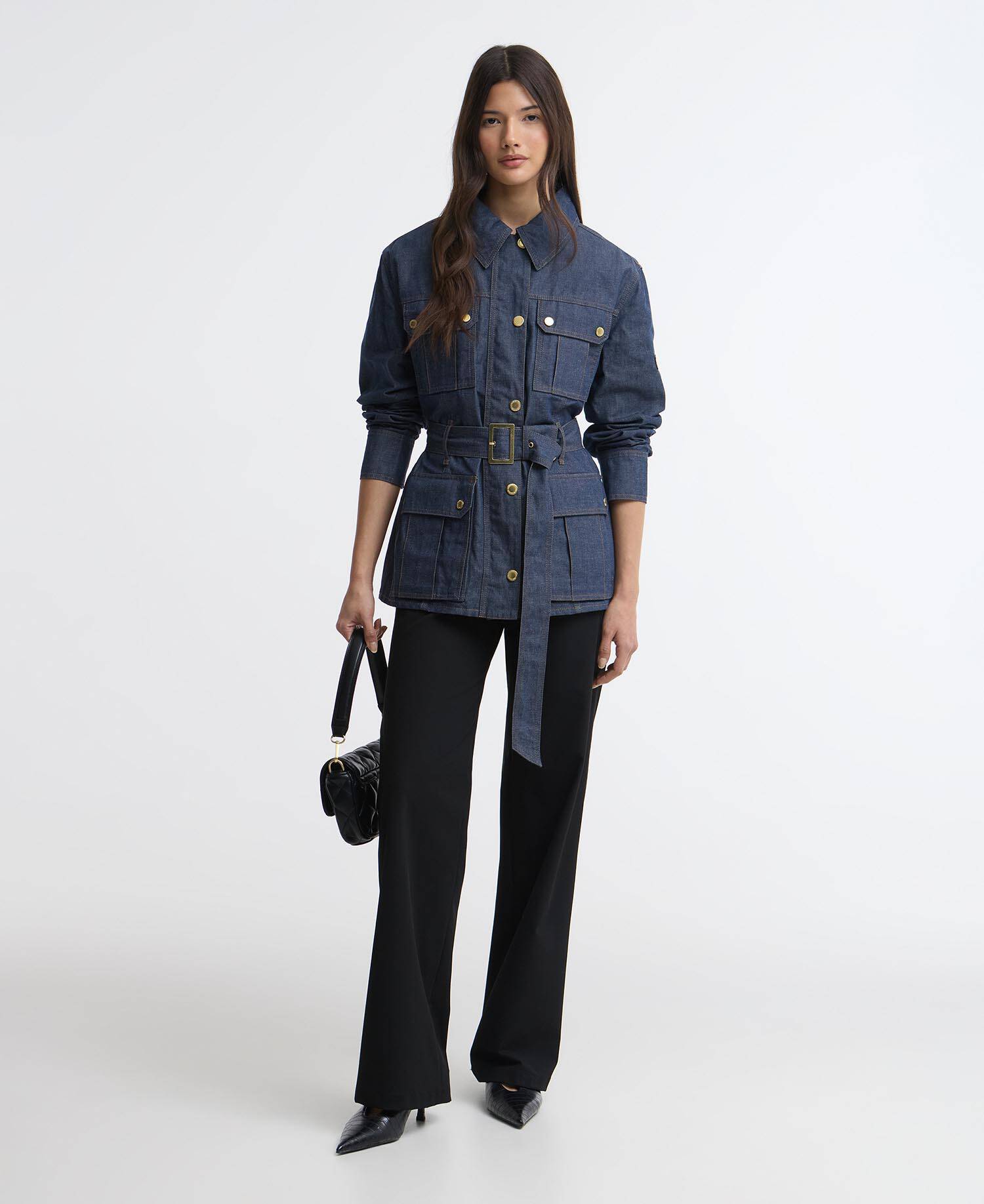 Jacke International Belted Denim Dark Blue Wash image number 1
