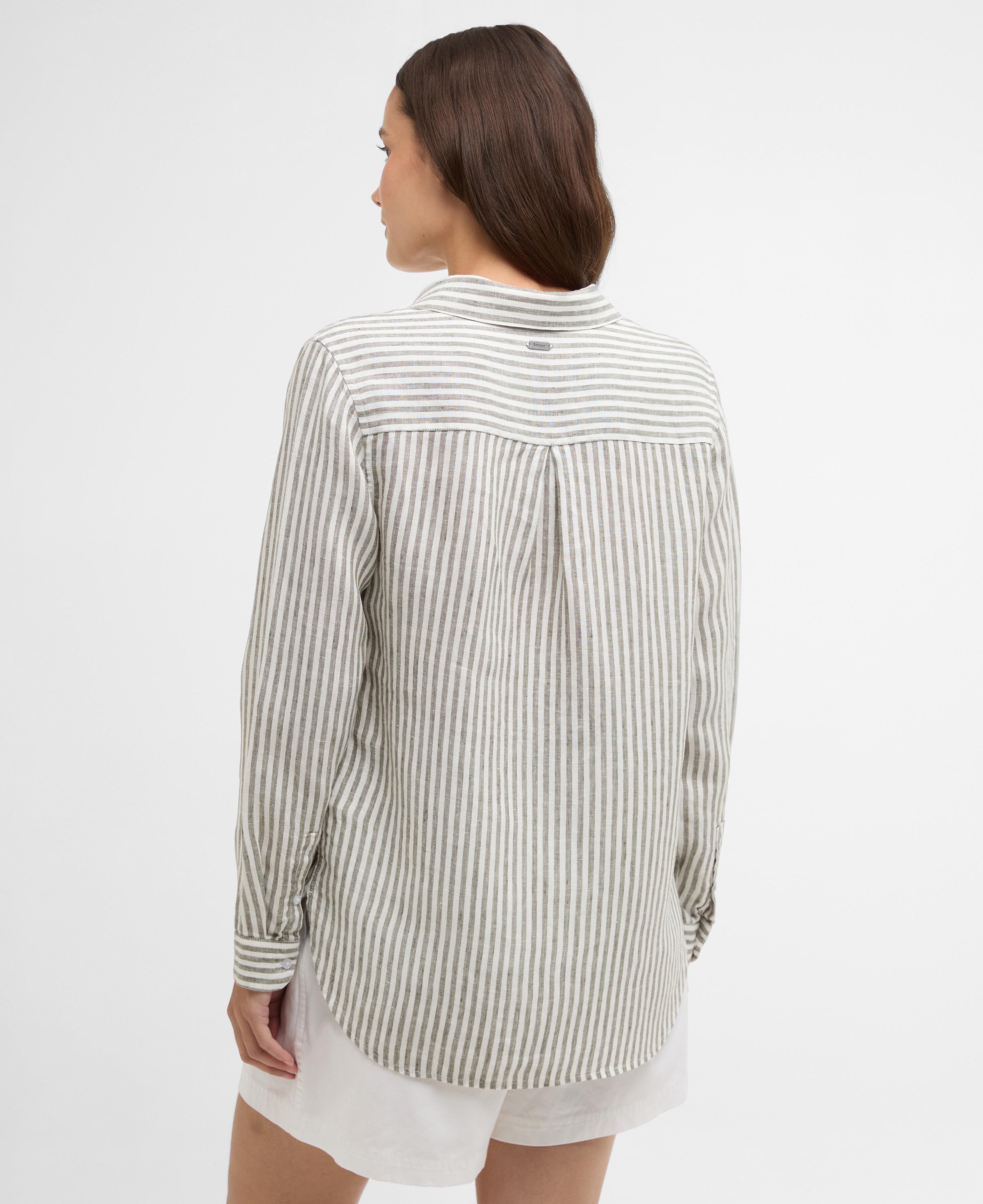 Bluse Marine Long-Sleeved Relaxed Dusky Khaki Stripe