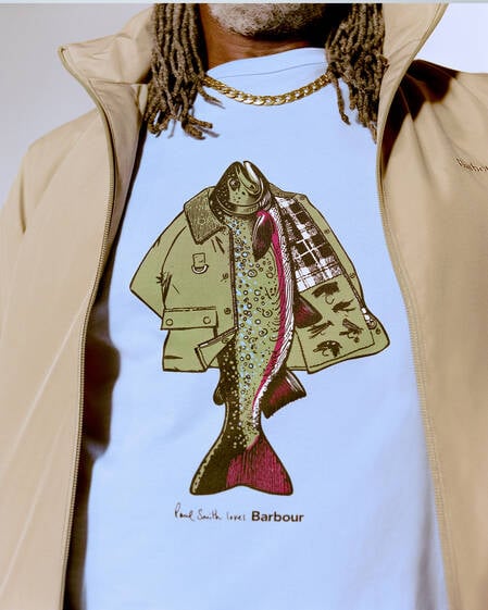 Paul Smith Loves Barbour T-Shirt Fishing Jacket Whisper White