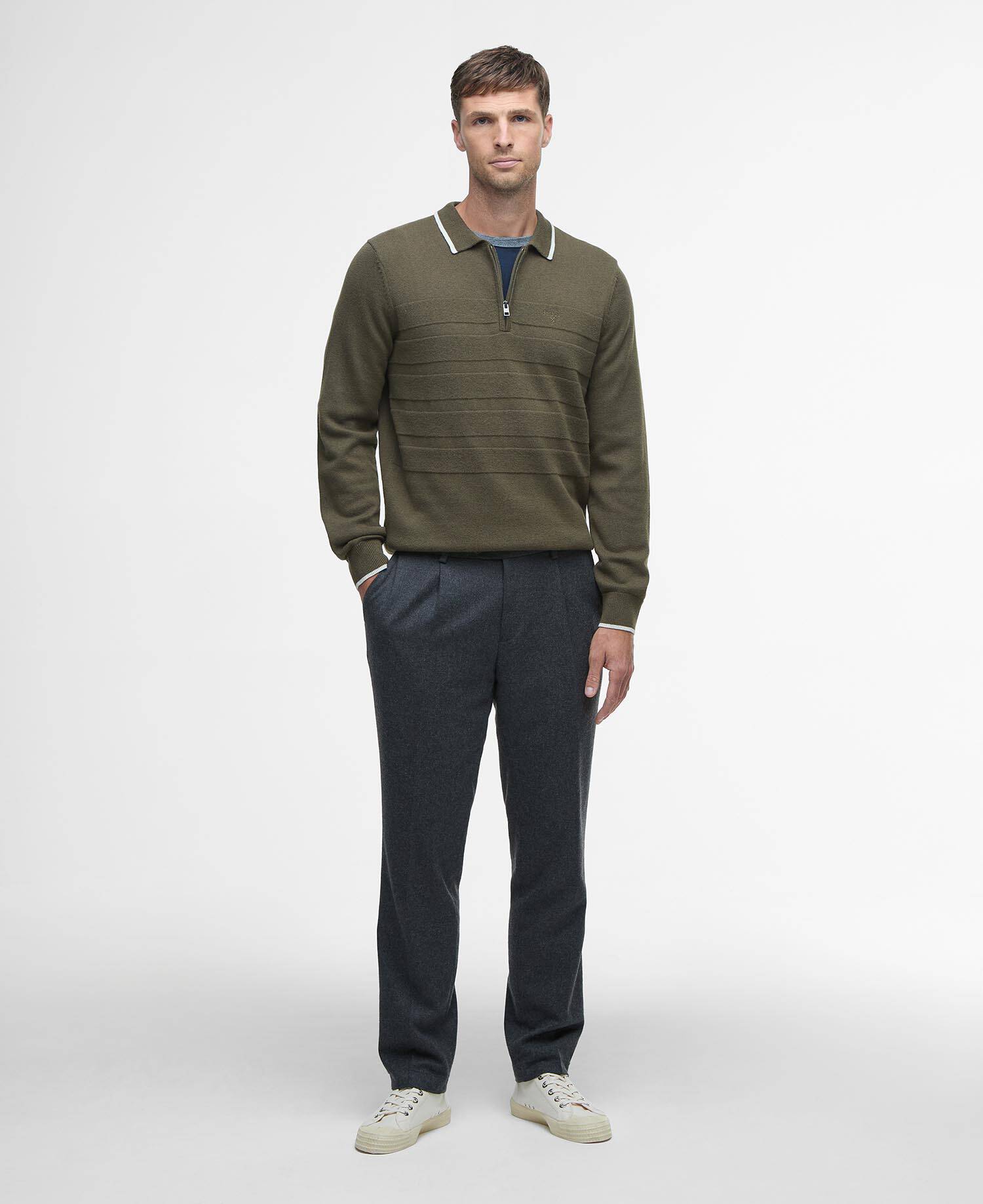Polo in maglia a maniche lunghe Fenhill Mid Olive image number 1